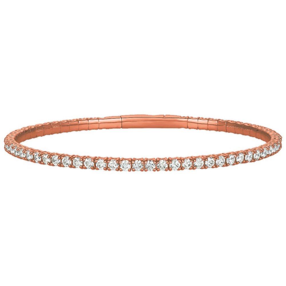 2.00 Carat Natural Diamond Flexible Bracelet G SI 14K Rose Gold